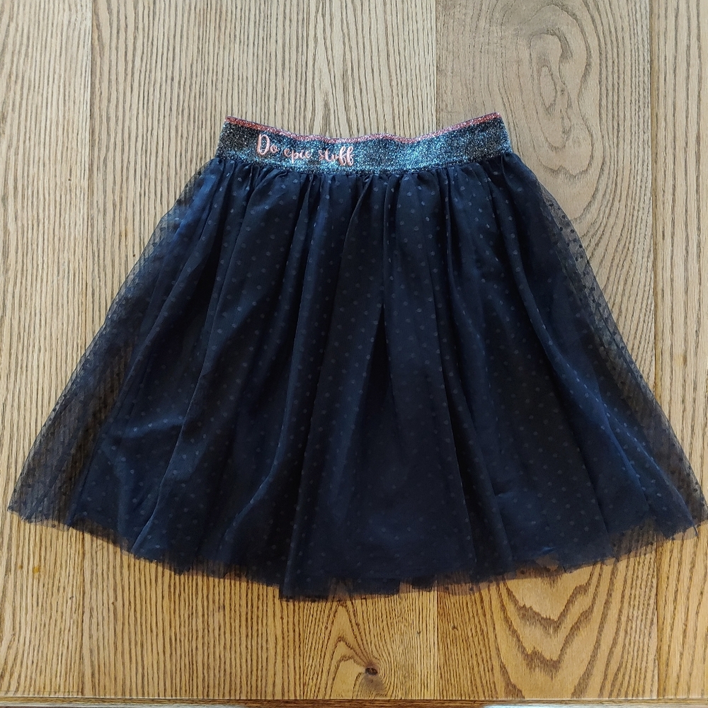 H&M Girls Tulle Skirt Do Epic Stuff Black Navy Sparkles Size 14Y